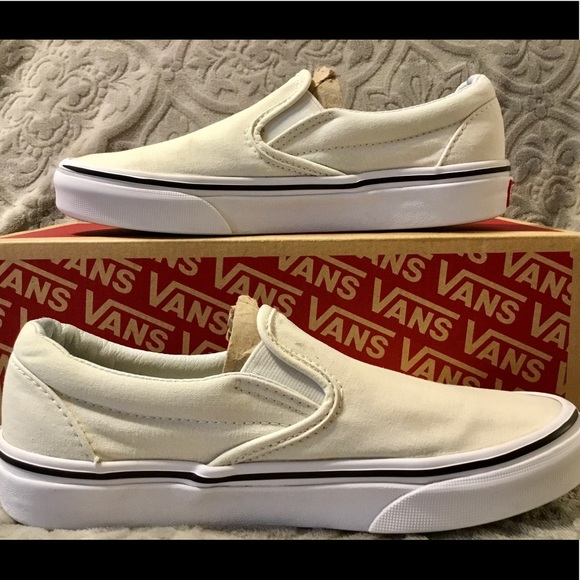 Vans Shoes - VANS CREAM COLORED SLIP ON